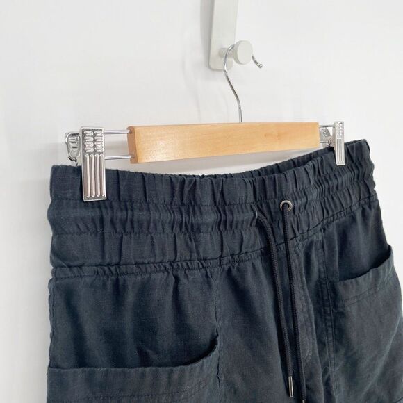 Athleta Cabo Linen 4" Short Black Lightweight Slim Fit Drawstring Women's 6 - Picture 3 of 7